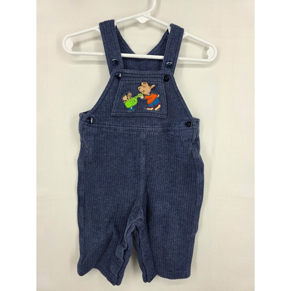 Circo Baby Boys Blue Thermal Waffle Knit Overalls Dog Squirrel 12 Months